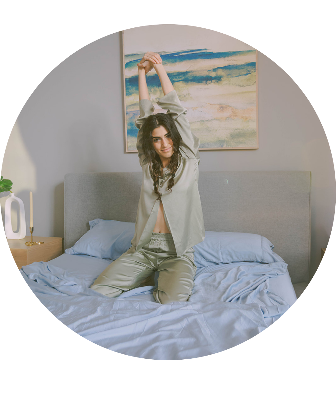 Picture of woman on bed using The One Sheet